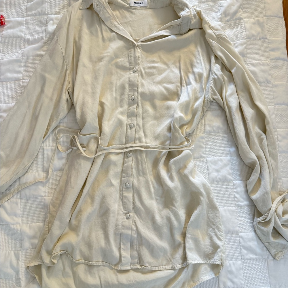 Showpo Cream Button-Up Blouse
